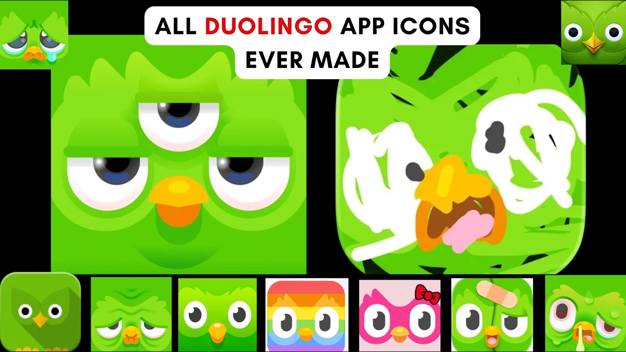 Все иконки приложения DUOLINGO, которые когда-либо существовали (актуальная версия)