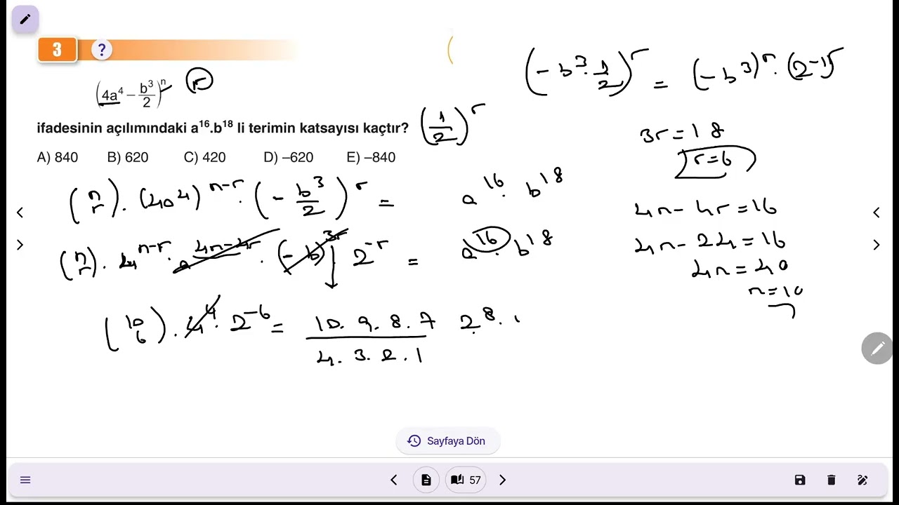 24) ÖSYM Tarzi Test Binom Açılımı...CAP YAYINLARI PKOB FASİKÜLÜ 