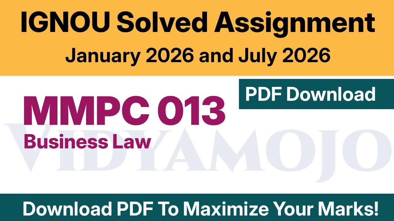 IGNOU MMPC 013 Solved Assignment 2026 PDF Download