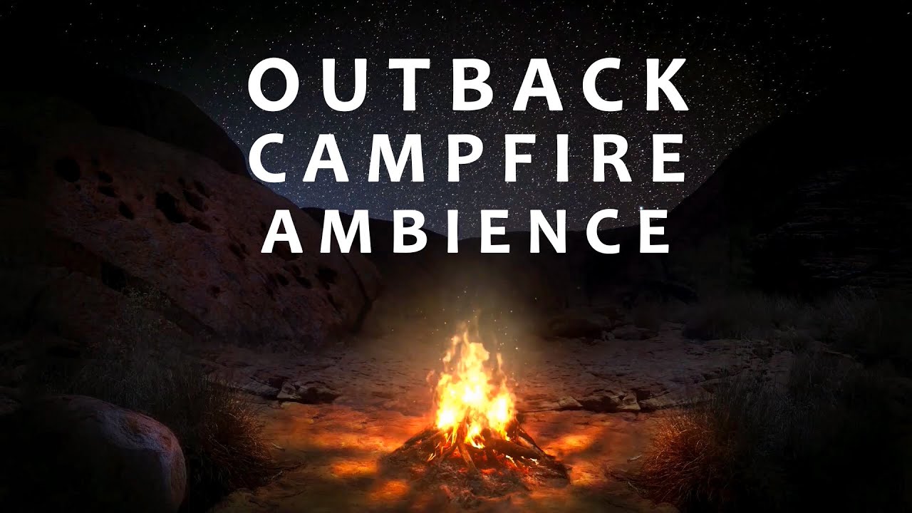 Australian Outback Campfire Ambience ASMR - The Desert Sounds of a Crackling Fire and Crickets