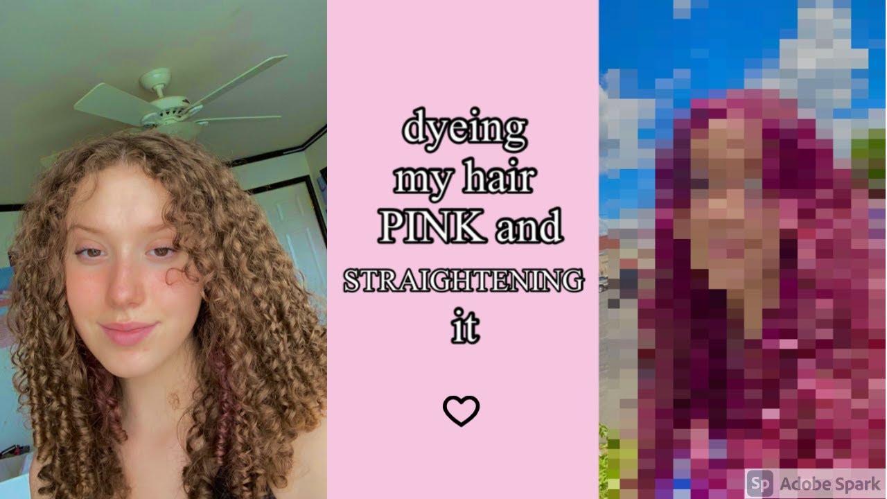 dying my curly hair PINK!!! (and straightening it)- madison mackenzie