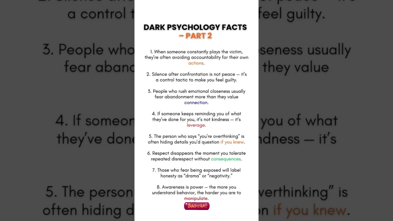 Dark Psychology Facts Part 2: Hidden Manipulation Tactics People Use Without You Noticing