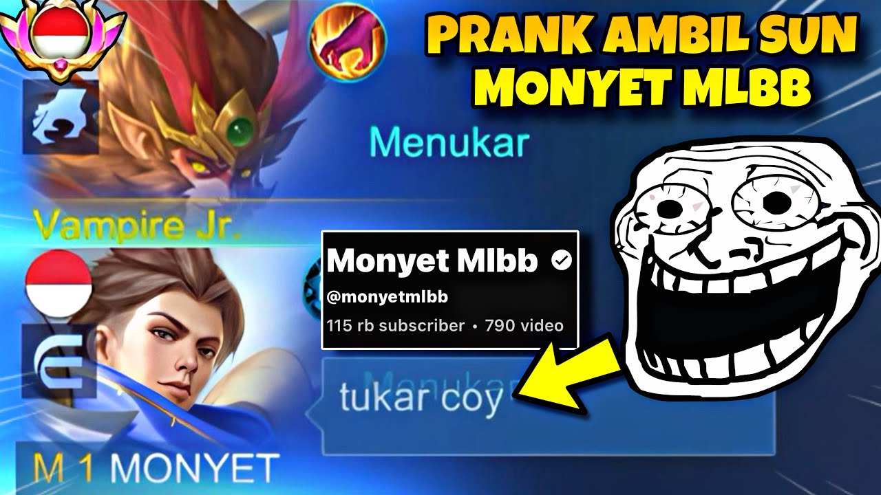 PRANK MONYET MLBB! VAMPIRE CURI SUN & BIARIN DIA PAKE ALUCARD 🤣 | MLBB