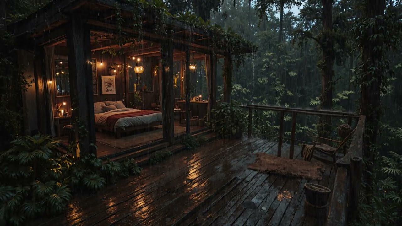 Gentle Rain at a Woodland Cabin |10 Hours Ambience for Deep Sleep & Relaxation (4K – No Ads) 🌧️🏡