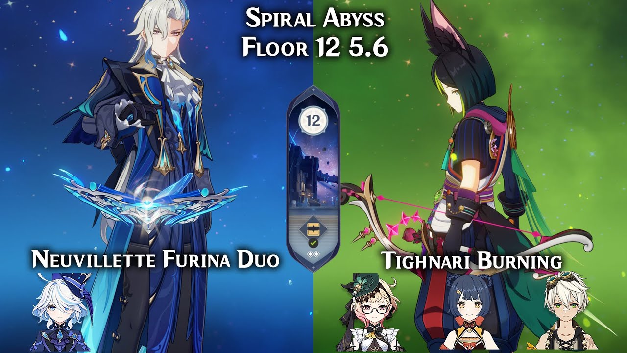 DUO Spiral Abyss 5.6! C0 Neuvillette Furina Duo & C4 Tighnari Burning | Floor 12 Genshin Impact