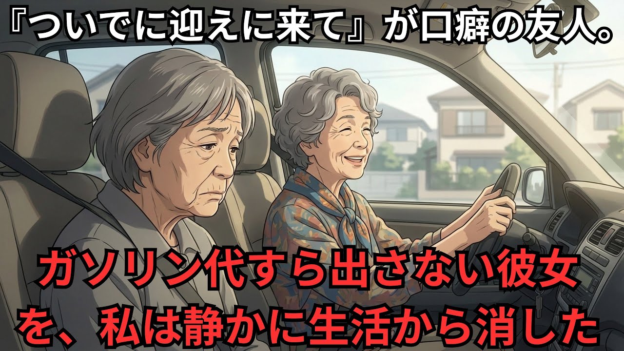 『ついでに迎えに来て』が口癖の友人。ガソリン代すら出さない彼女を、私は静かに生活から消した