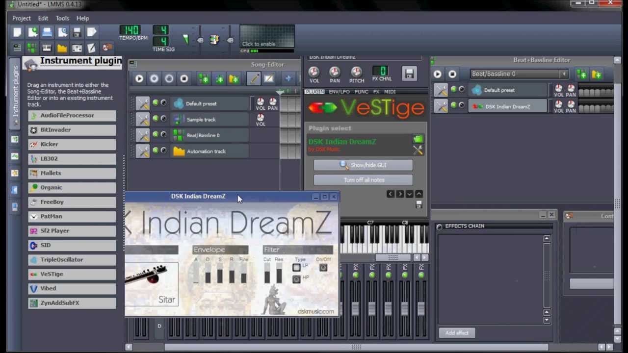 LMMS TUTORIAL. HOW TO USE VST PLUGINS. MAKE INDIAN INSTRUMENTAL SONG SOUND LOOPS