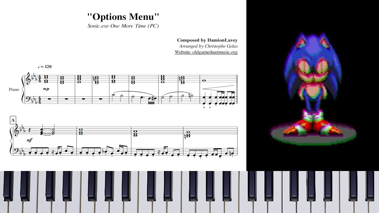 Sonic.exe One More Time - Options Menu | Piano 🎹 (Sheet Music)