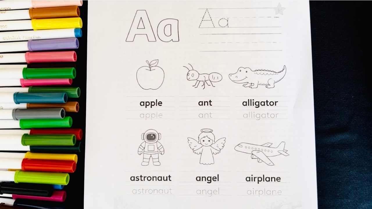 Letter A Vocabulary for Kids | Color and Trace | Tiếng Anh Letter A Từ vựng