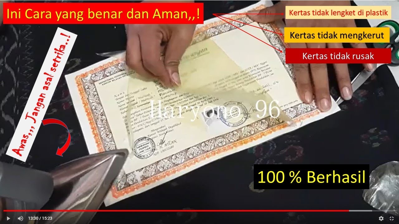 CARA YANG BENAR MEMBUKA LAMINATING AGAR KERTASNYA TIDAK RUSAK_MENGGUNAKAN SETRIKA.#laminating