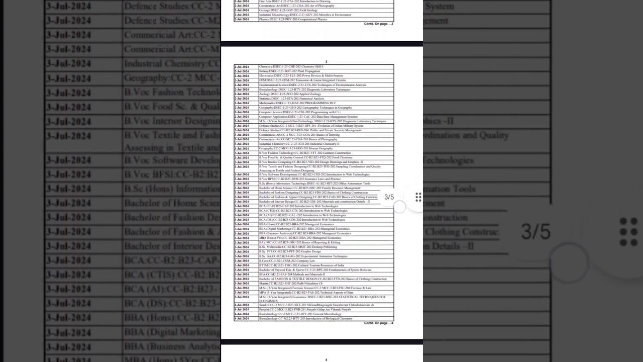 #kuk UG Courses ( NEP) 2nd semester date sheet 2024  #exam2024
