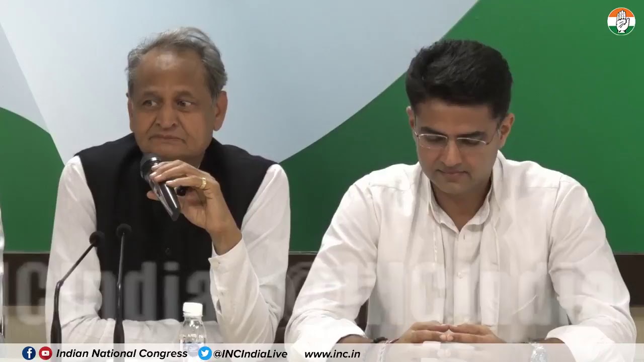 AICC Press Briefing By Sachin Pilot, Ashok Gehlot and Avinash Pande at Congress HQ
