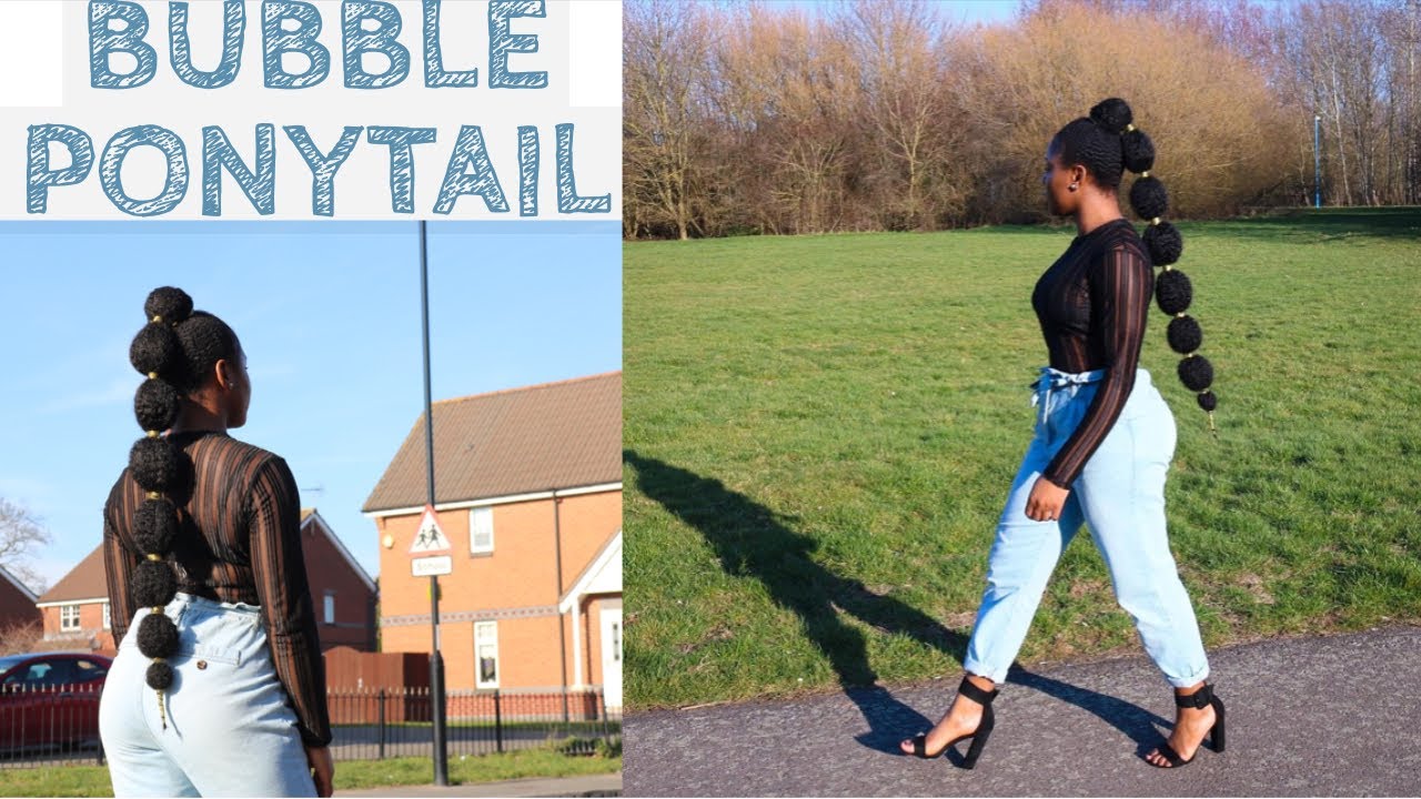EASY DOPE BUBBLE PONYTAIL ON SHORT NATURAL HAIR| How to style natural hair |  COLLAB NaturallyJermin