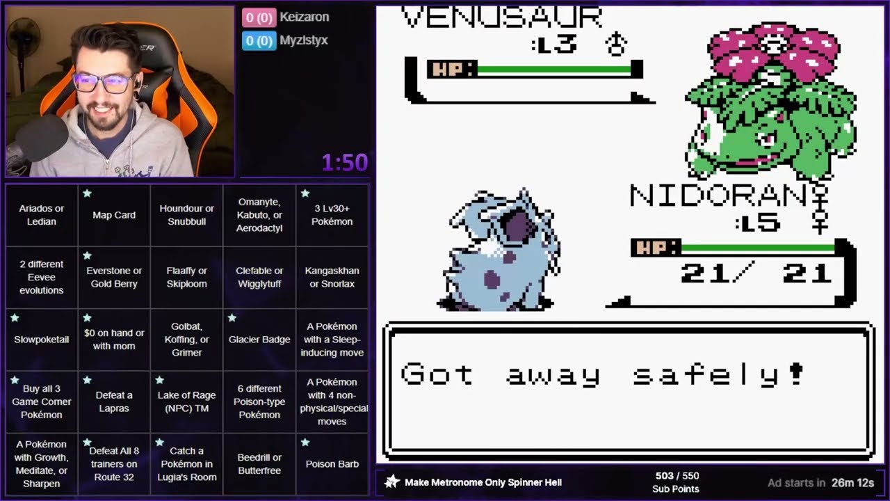 Pokemon Crystal Randomizer Blackout Bingo - Nov. 25, 2025 (Game 1)