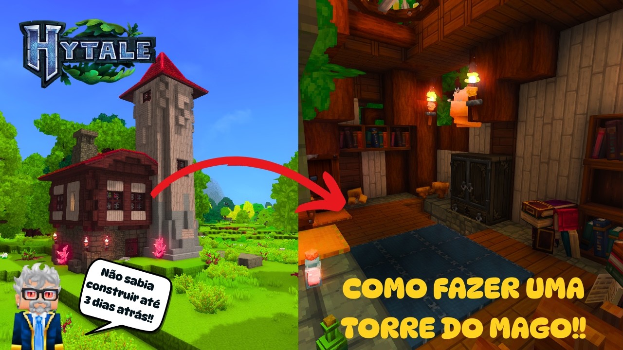 COMO UM JOGADOR QUE NÃO SABE NADA DE CONSTRUÇÃO,  FEZ UMA TORRE MÁGICA EM 3 DIAS DE JOGO NO HYTALE!!