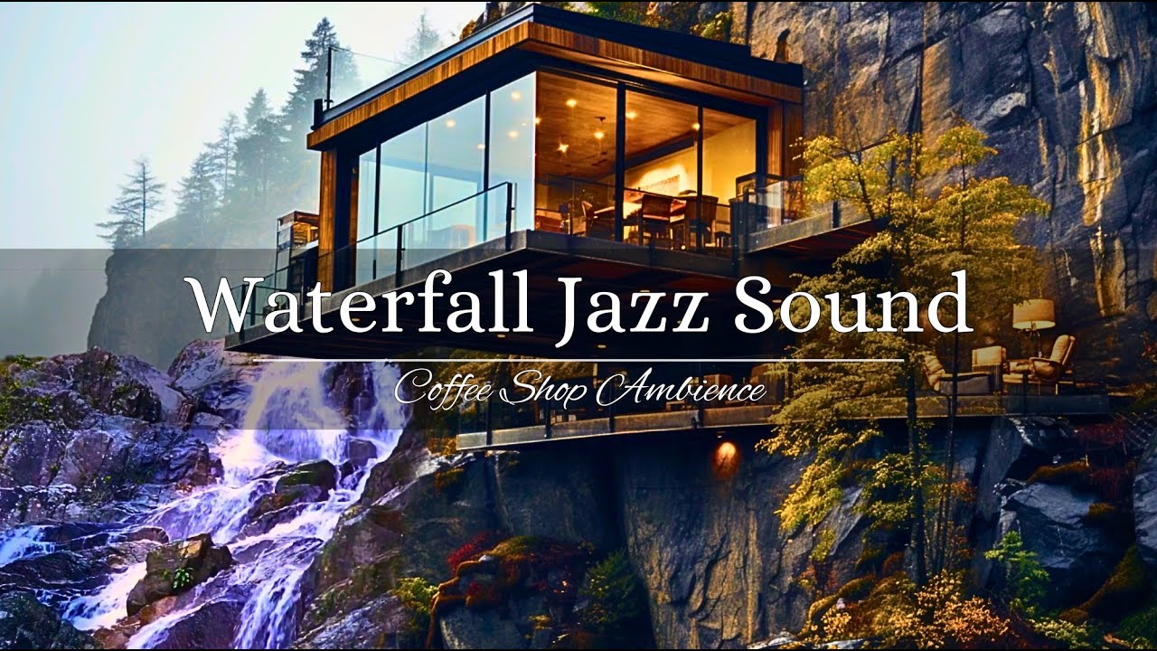 Cliff Cabin Jazz with your own Waterfall: Relaxing Jazz Music for Good Moods | Cafe Jazz Lounge