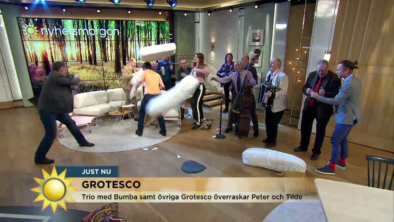 Se när Grotesco tar över studion - Nyhetsmorgon (TV4)