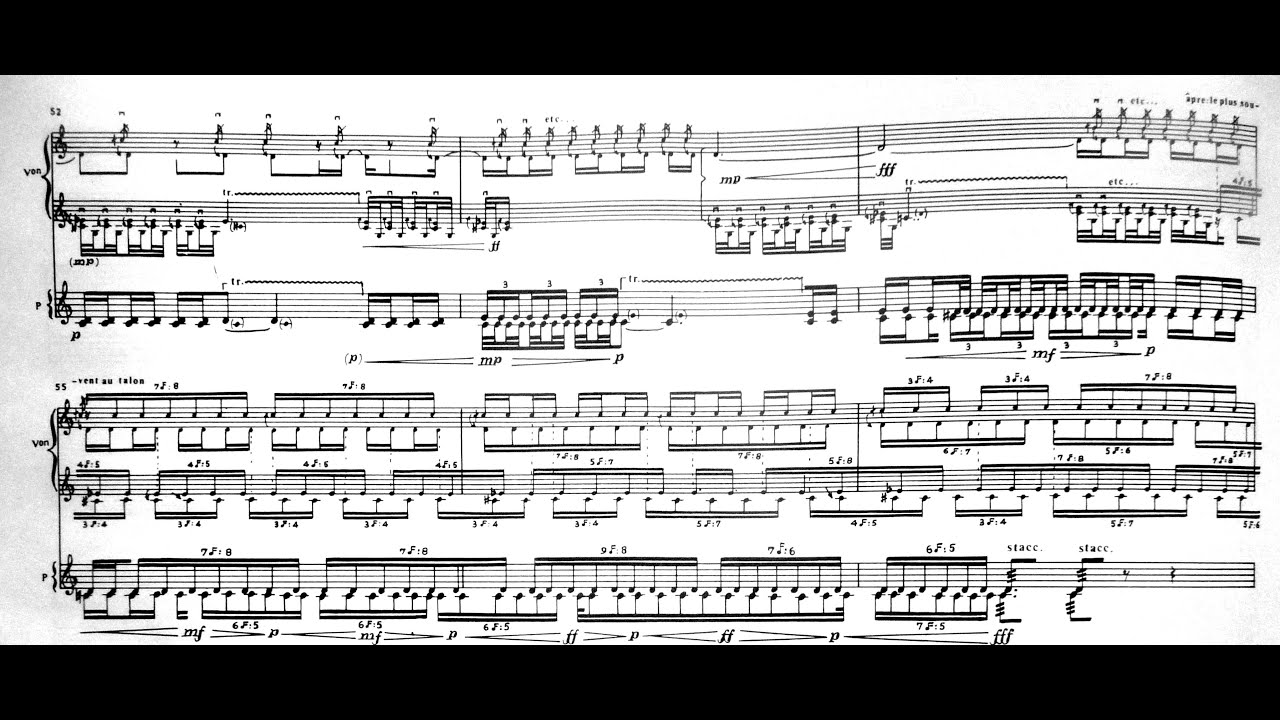 Iannis Xenakis - Dikhthas for Violin and Piano (1979) [Score-Video]