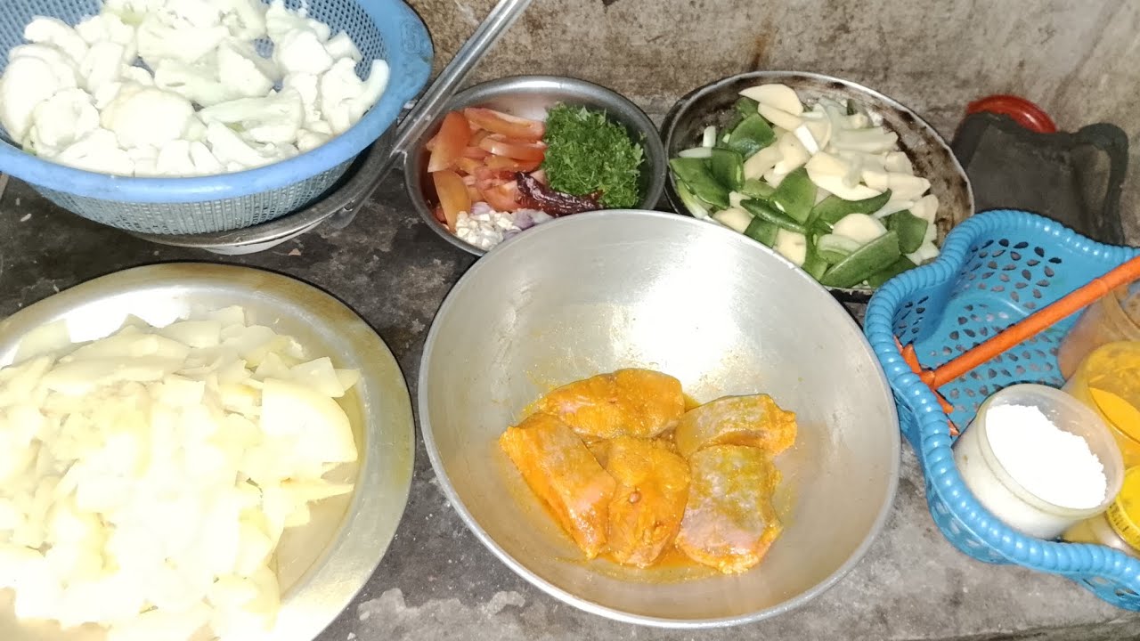 👌🥰পেঁপে ভরতা সিম আলু টমেটো ফুলকপির  দিয়ে🦈 মাছ রান্না রেসিপি 🔥