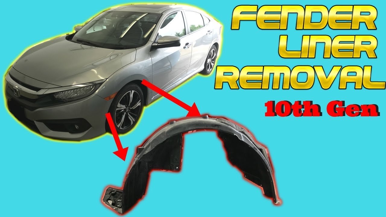 Снятие и замена подкрылка Honda Civic 2016 2017 2018 10-го поколения