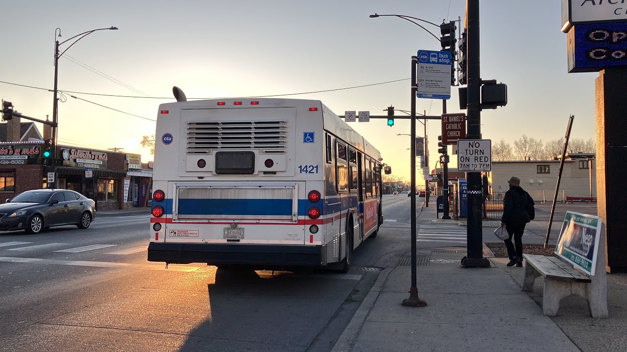 CTA On Board Riding 2007 New Flyer D40LF Bus 1421 on Route 62 Archer from Marina City to Nashville