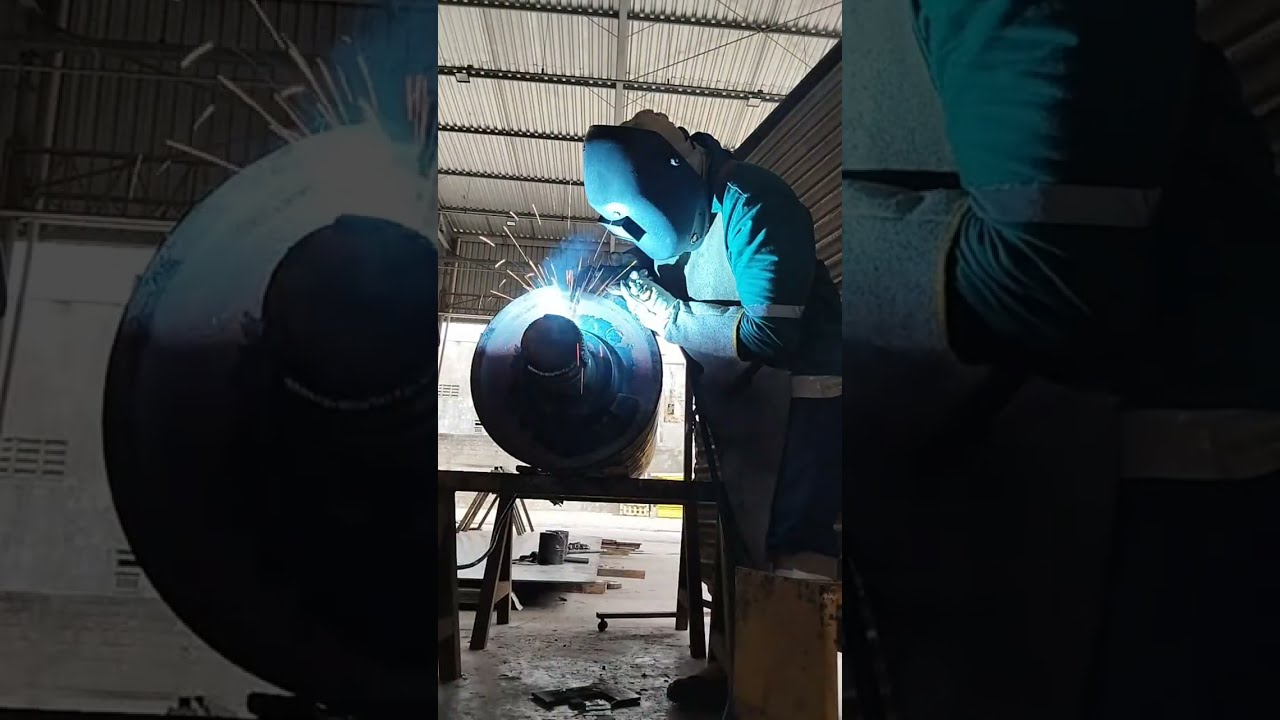 Trabalho de soldagem mig mag no enchimento de eixo para usinagem SOLDADOR Márcio está ao vivo!