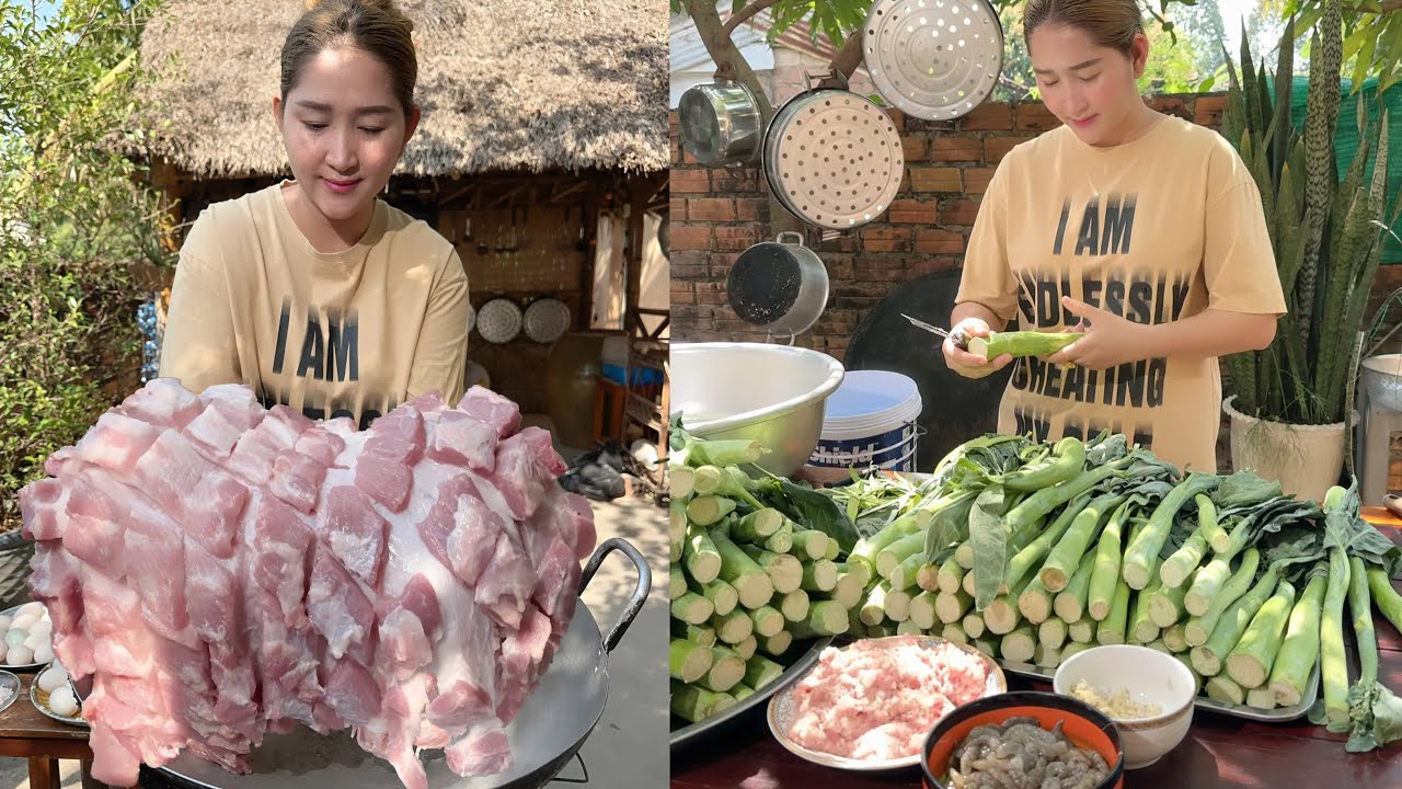 Yummy Pork belly cooking recipe | Mommy chef Sros cooking skill | Sros Yummy Cooking Vlogs