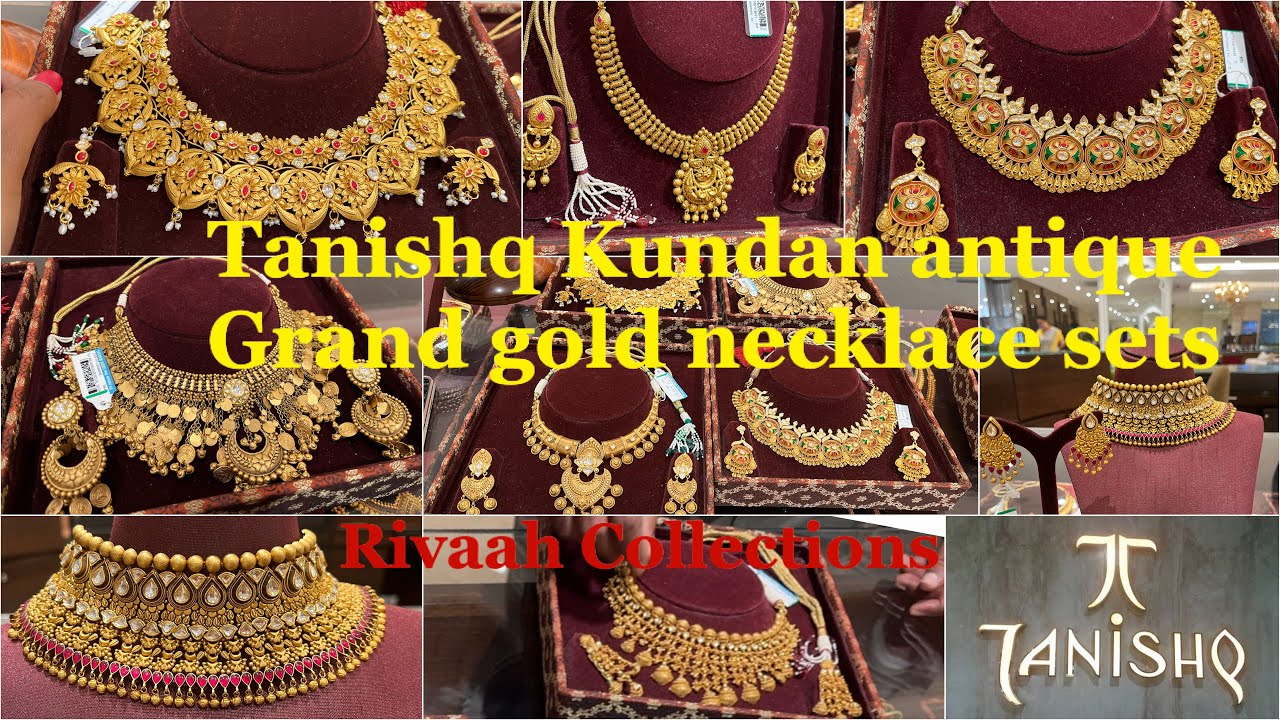 Tanishq Kundan bridal gold necklace sets | Rivaah Collections | Antique Kundan necklace sets | Grand