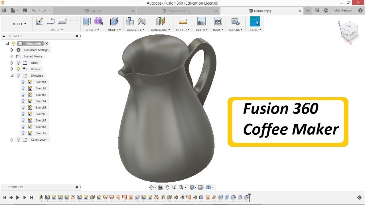 Fusion 360 Coffee Maker with Surfaces