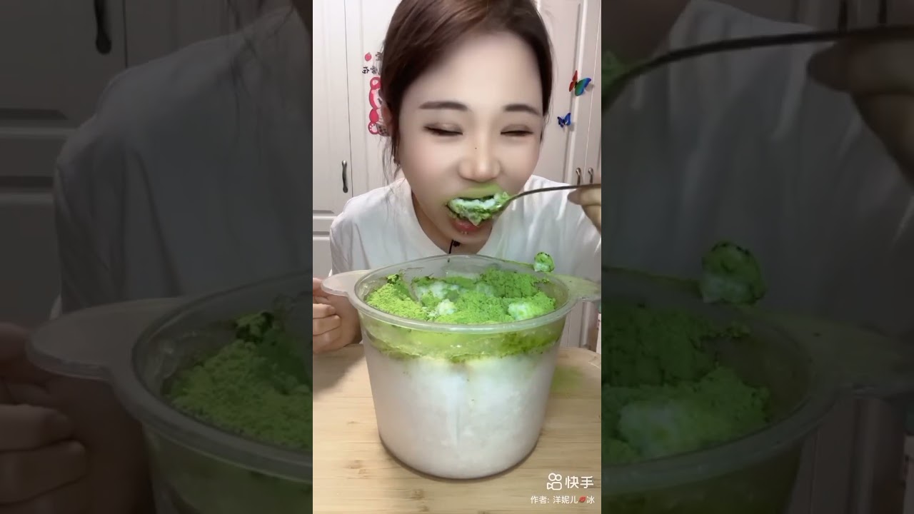 Only bite her green powder+ ice eating ( 2x speed)#foryou #mukbang #icemunkbang #youtube #iceeating