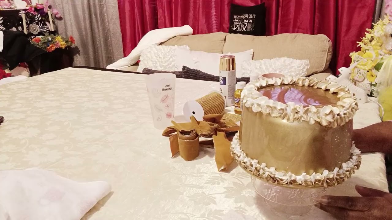 Golden Velvet Fake Cake.         #fauxfoods.     #fakecake    #goldencake     #diyfakecakes