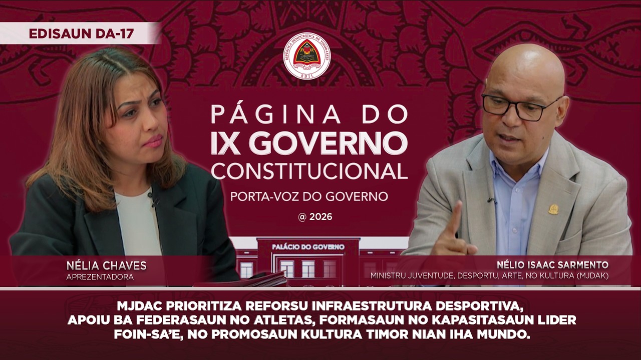PÁGINA DO GOVERNO HO MINISTRO DA JUVENTUDE, DESPORTO, ARTE E CULTURA (MJDAC) | NÉLIO ISAAC SARMENTO