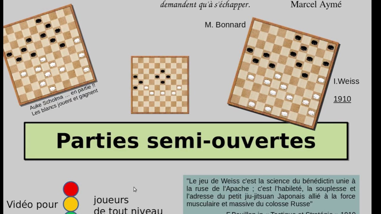 Jeu de Dames (Draugths). Parties semi-ouvertes. Partie 1 (stratégie)