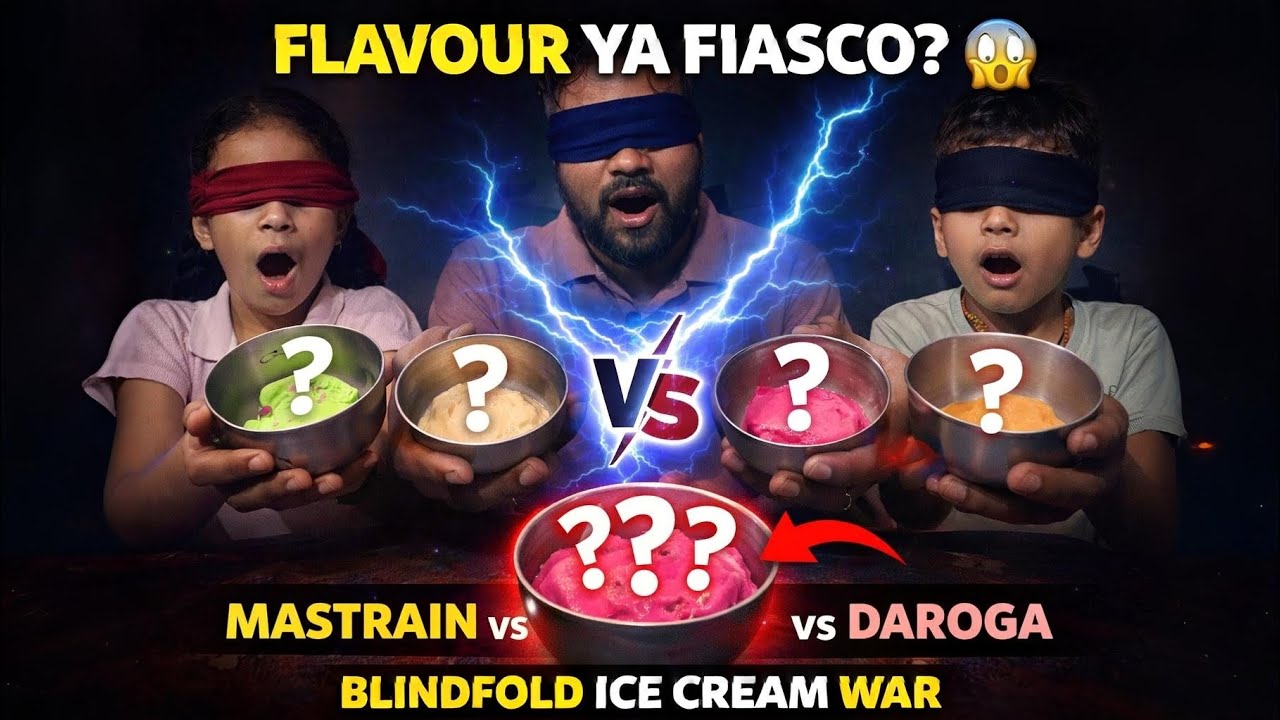 Blindfold Ice Cream Challenge 😱 | Mastrain VS Daroga | Guess The Flavour!