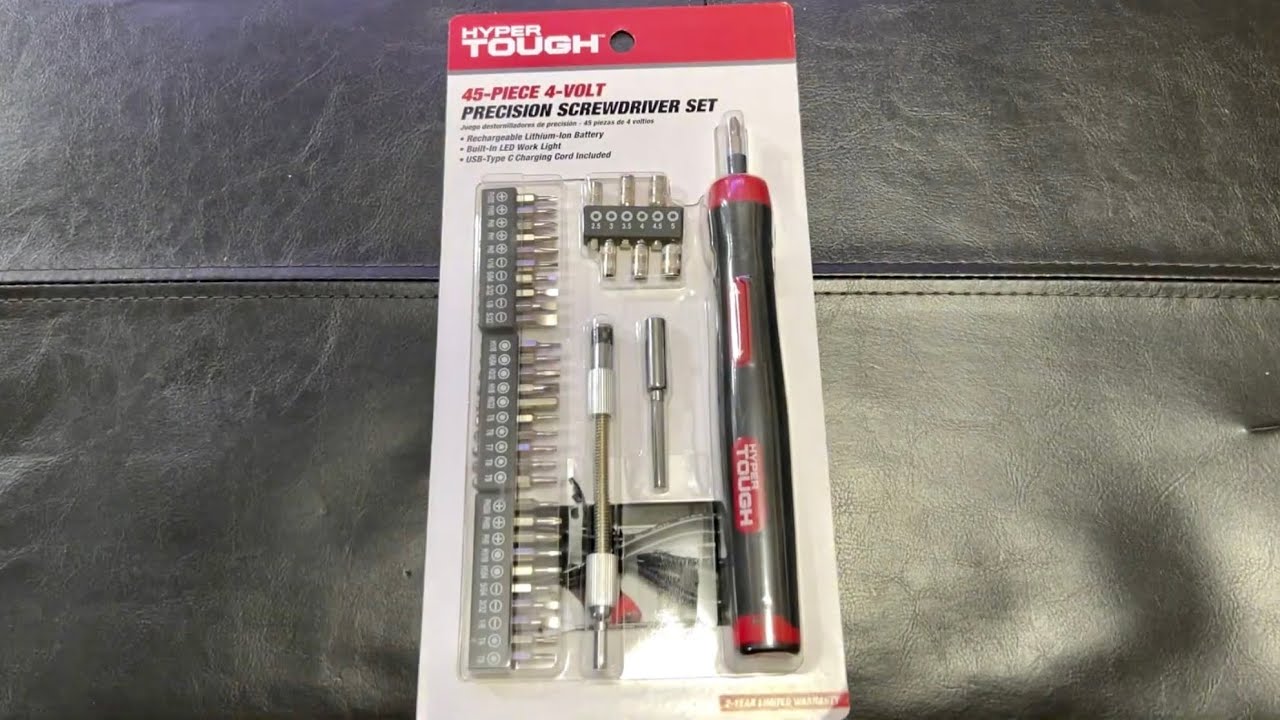 Hyper Tough 4 Volts 45-Piece Rechargeable Precision Screwdriver Set 30009 Unboxing & Overview