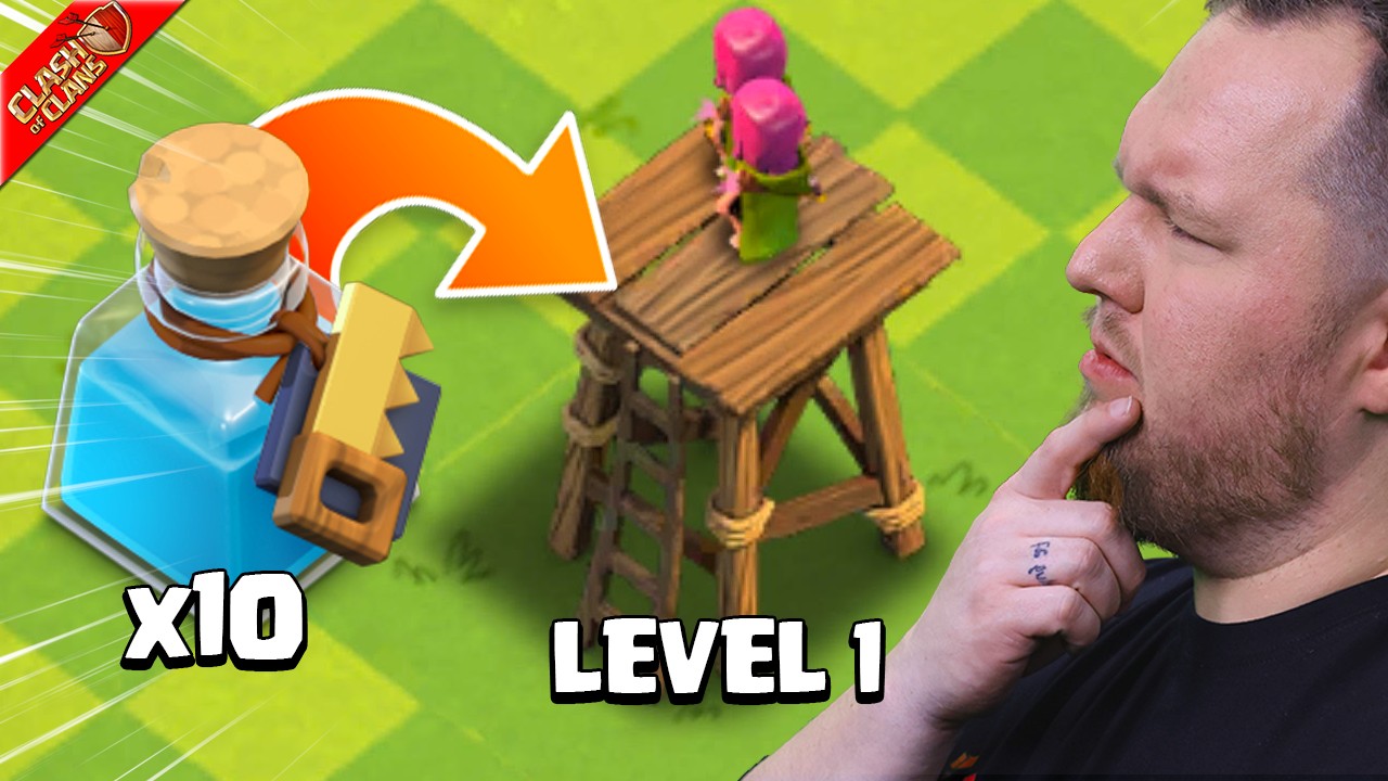 Upgrading Level 1 Archer Towers with 10 Builder Potions! - Clash of Clans