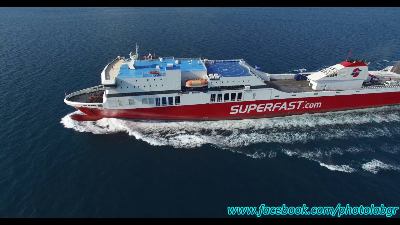 Aerial (drone) video - Superfast II leaving Patras Port