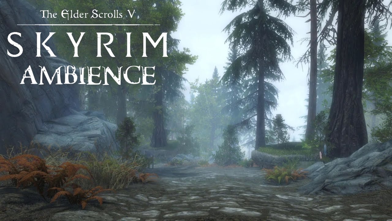 Skyrim Ambience  -  A Walk in the Rain from Riverwood to Ivarstead