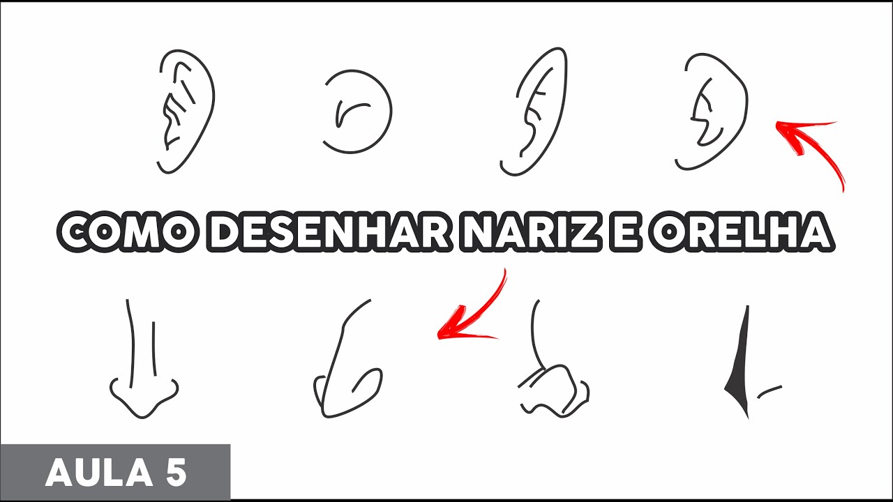 CURSO DE DESENHO Grátis #AULA 5 - Nariz e Orelhas