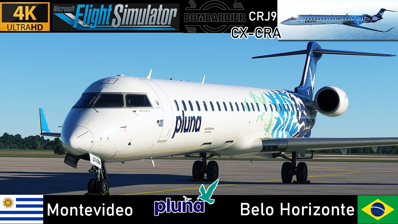 [4K] Montevideo (UY) ✈ Belo Horizonte (BR) | Pluna CRJ9 [CX-CRA] Full Flight | MSFS 2020
