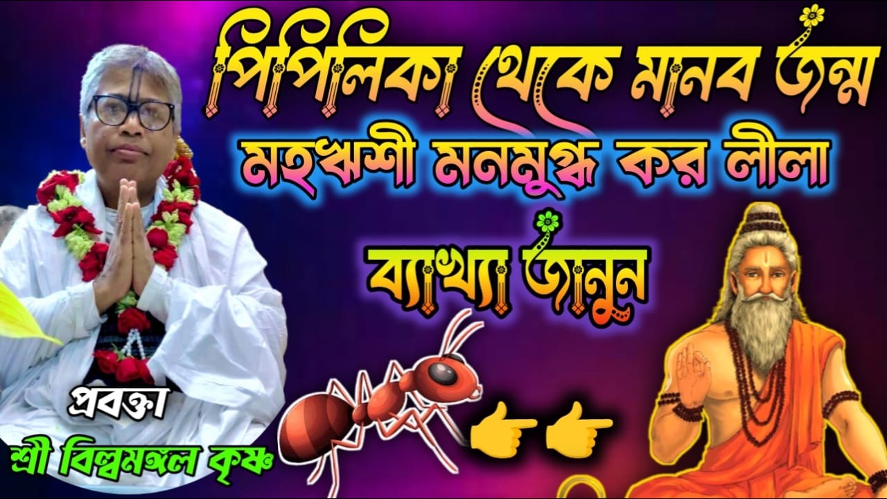 পিপীলিকা থেকে মানব জন্ম _কোন পূর্ণর ফলে_ব্যাখ্যা জানুন। শ্রী বিল্বমঙ্গল কৃষ্ণ দাস#Bhagwat_Katha