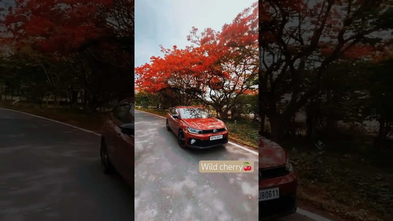 All New Virtus Gt Line Wild Cherry Colour Looks 🍒🔥 #viralvideo #virtusgt #volkswagen