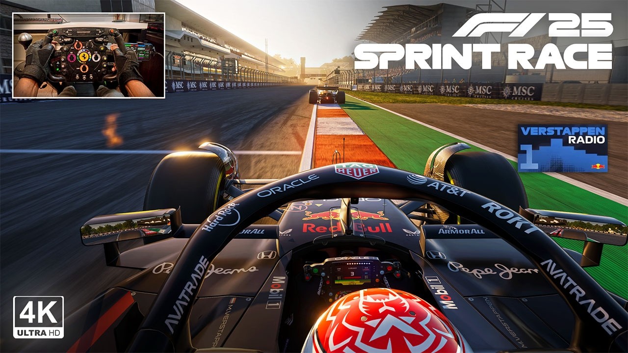 Max Verstappen's Red Bull Racing RB21 - 2025 US GP Sprint Race | F1 25 Steering Wheel Gameplay