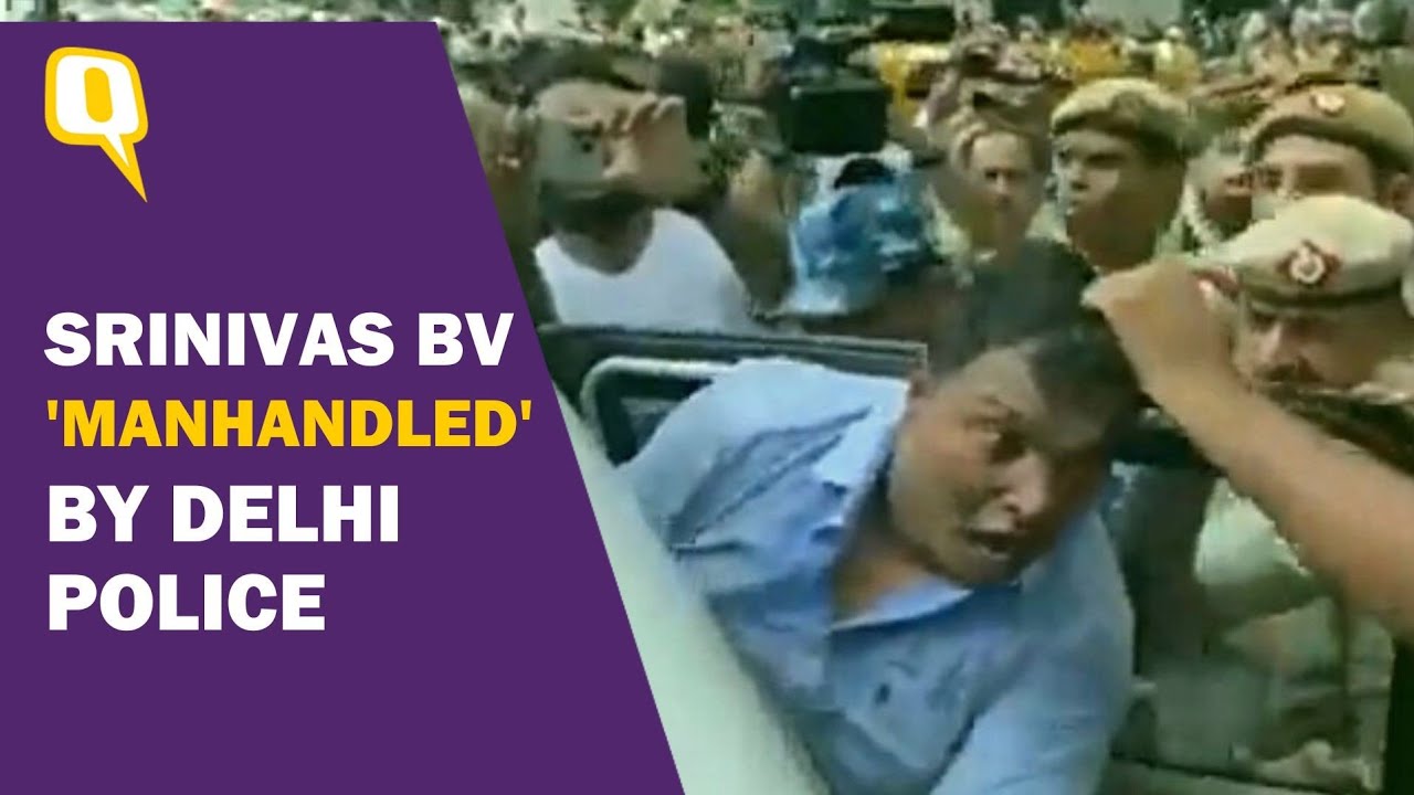 IYC Chief Srinivas BV Manhandled by Police During Congress Protest | The Quint