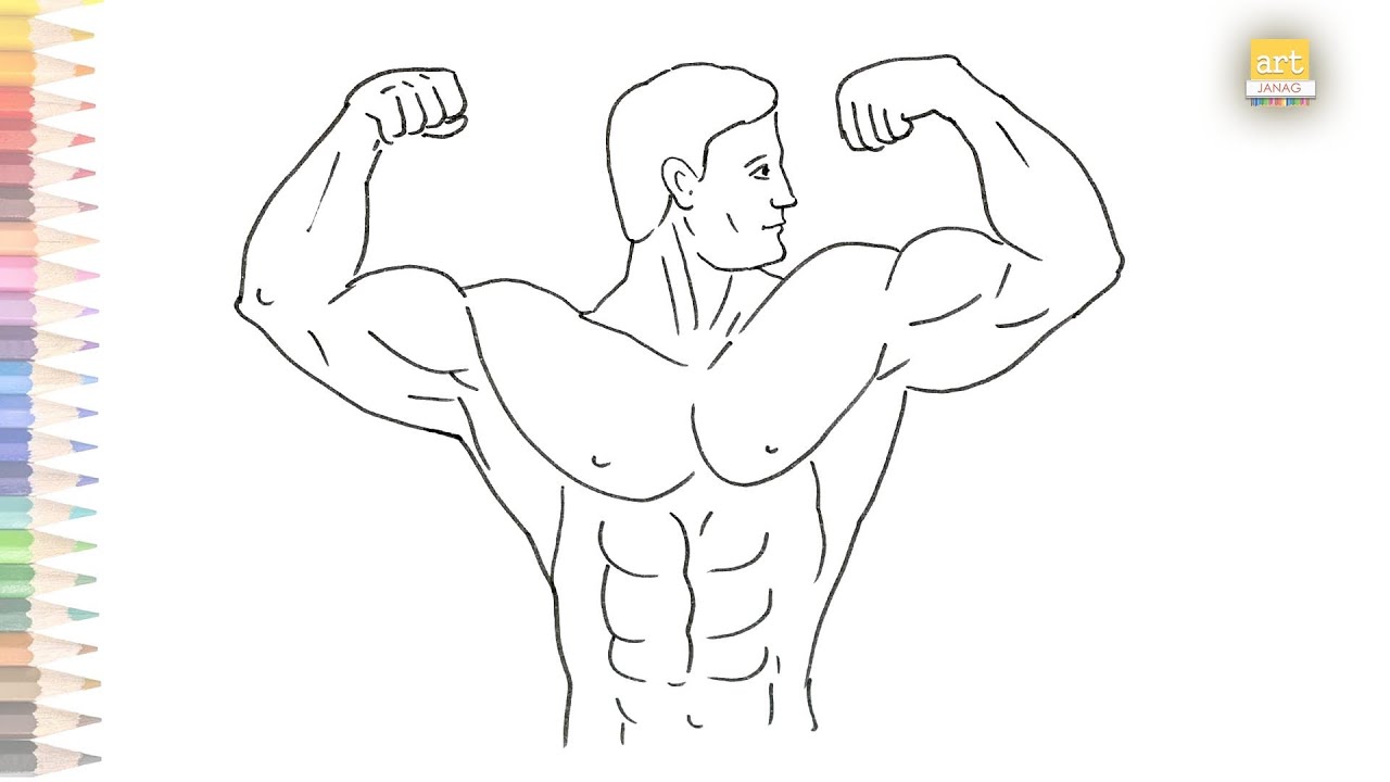 Young Bodybuilder drawing easy | How to human muscles / bodybuilder drawing step by step | art janag