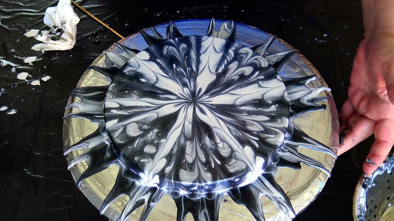 (709) Black and White COLANDER pour ~ Acrylic pouring for beginners ~ Fluid art painting ~ Fiona Art