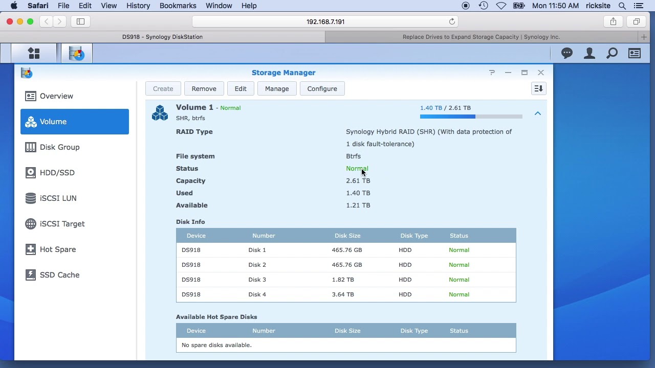 Обновление жесткого диска NAS Synology DS918+ с 4 отсеками (замена)