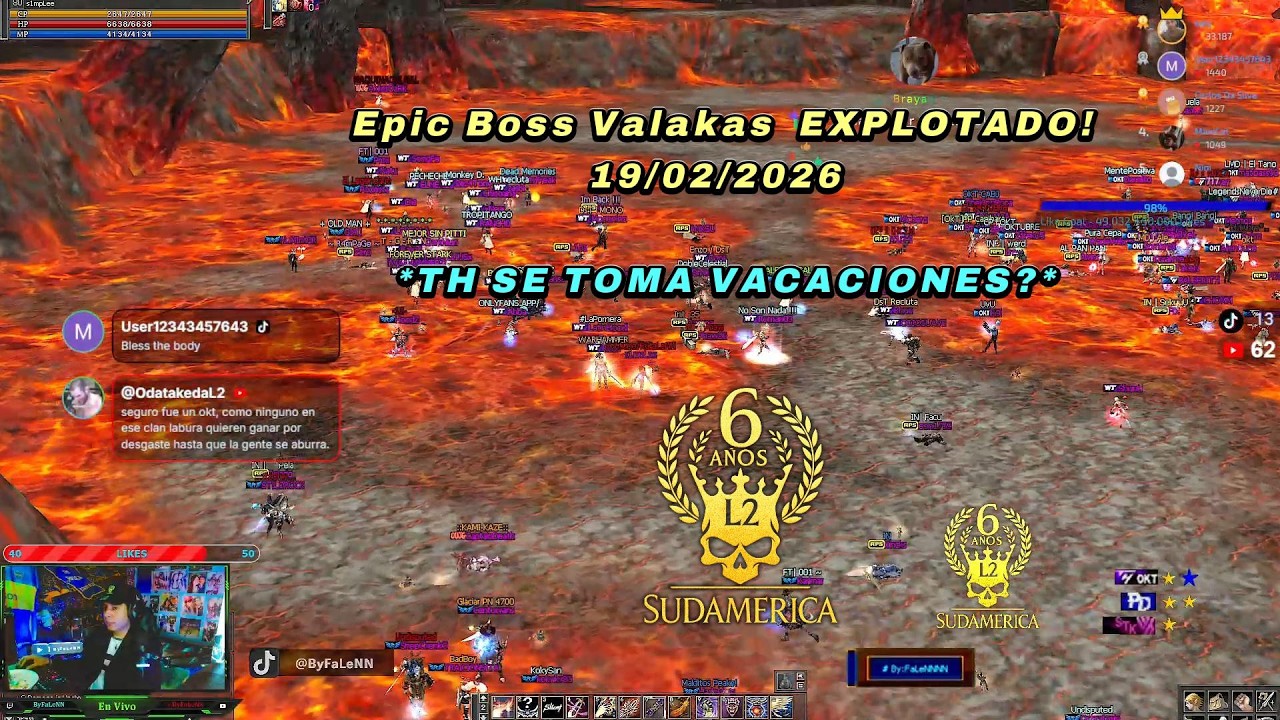 🔴[L2Sudamerica x10]  Epic boss Valakas + Relato y Reacción del PvP  19/02 #mmorpg #pvp #l2 #lineage2