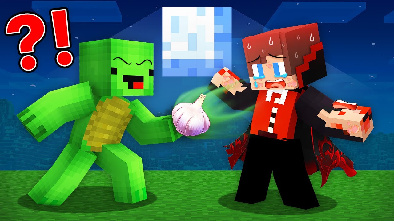 JJ Vampire vs Mikey with Garlic - Maizen Minecraft Animation