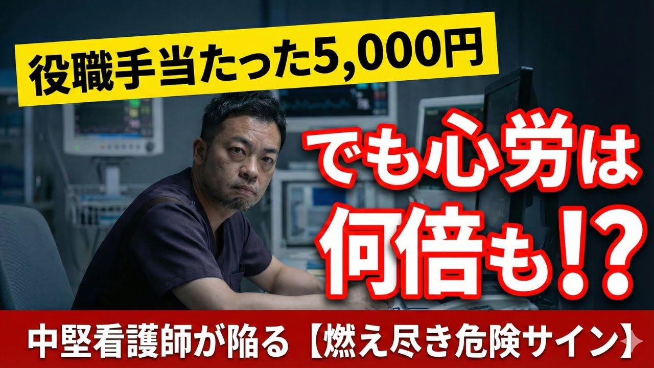 【役職手当5000円。でも心労は何倍も】中堅看護師が陥る燃え尽きの危険サイン｜板挟みと責任の重さ